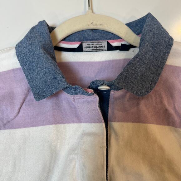 Vineyard vines thick cotton rugby stripe shirt large lilac white collared - Picture 4 of 8